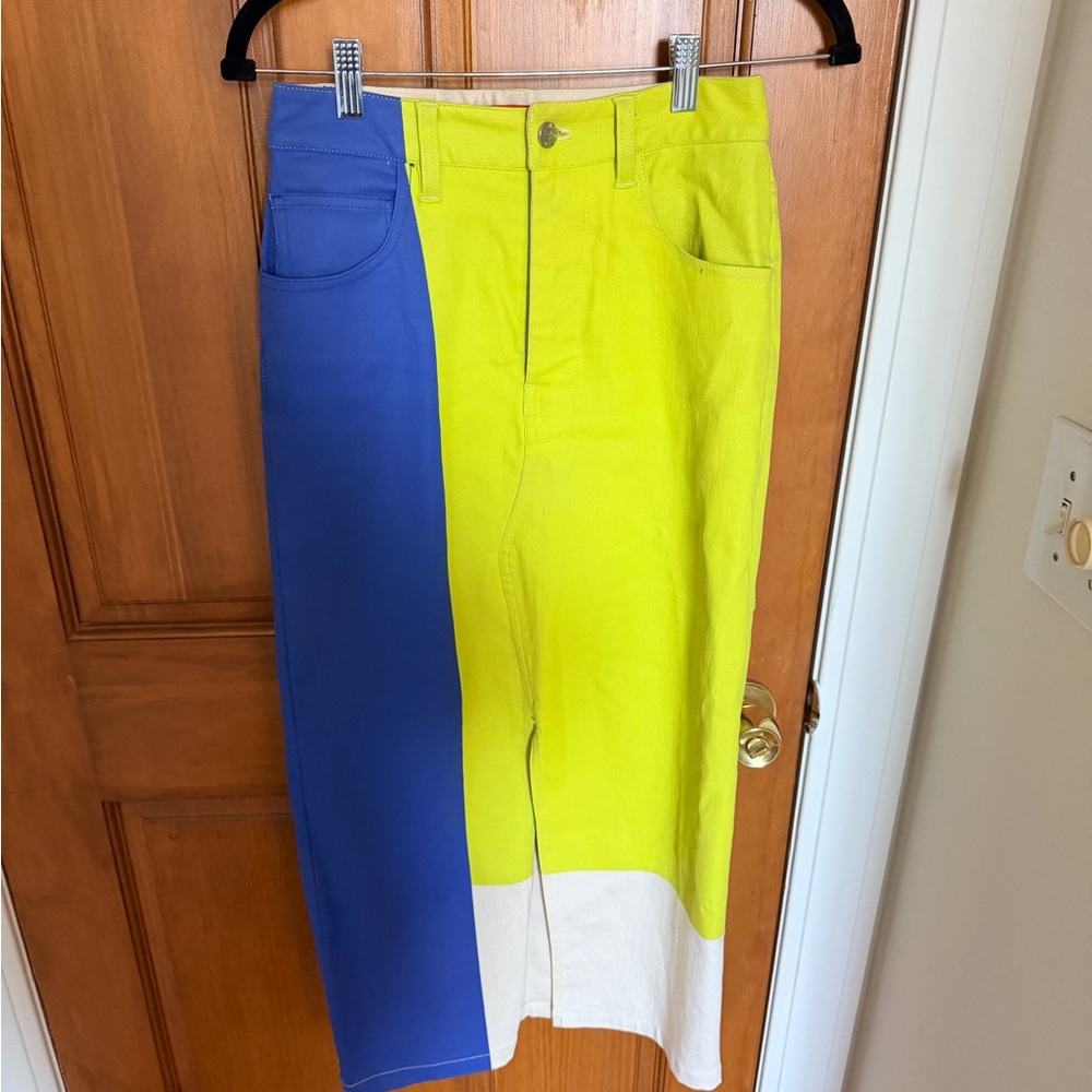 Simon Miller Colorblock denim skirt with front slit